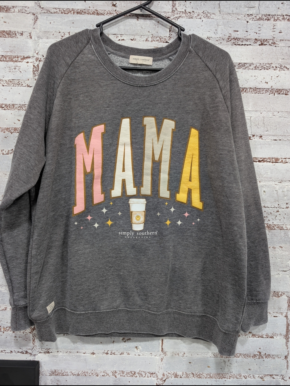 Simply Southern Charcoal 'MAMA' Graphic Sweatshirt - Pink & Yellow